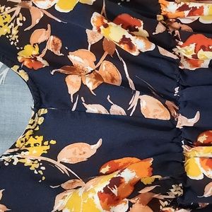 INGRID & ISABEL MATERNITY Short Sleeve  High Low Navy Floral Print Dress Size M